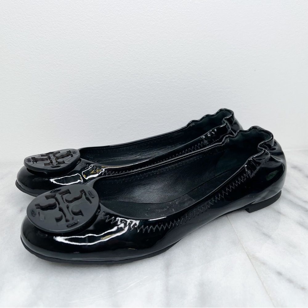 Tory Burch Black Patent Leather Reva Ballet Flats